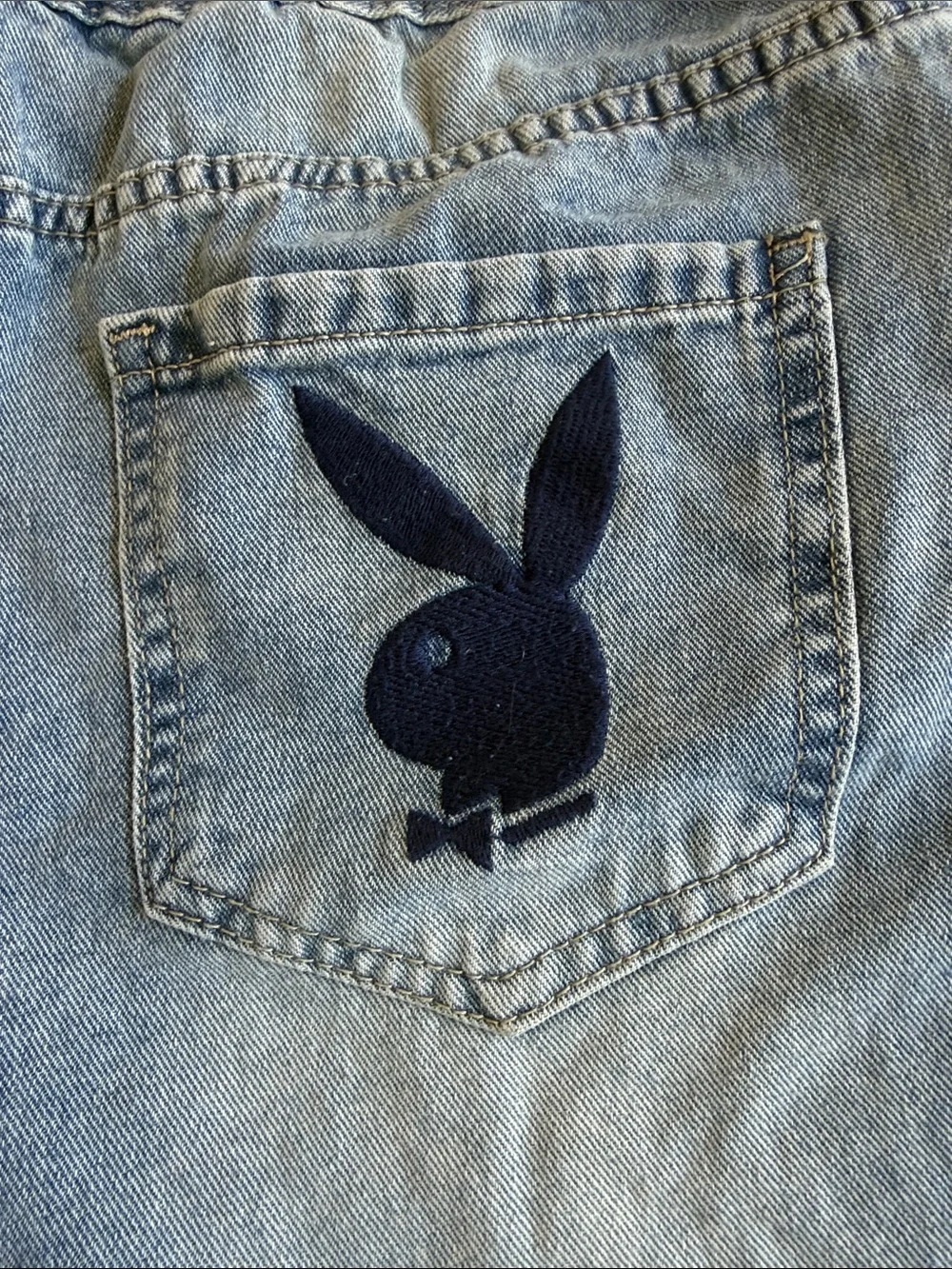 Playboy Y2K Denim Long Shorts Logo Graphic Size 7